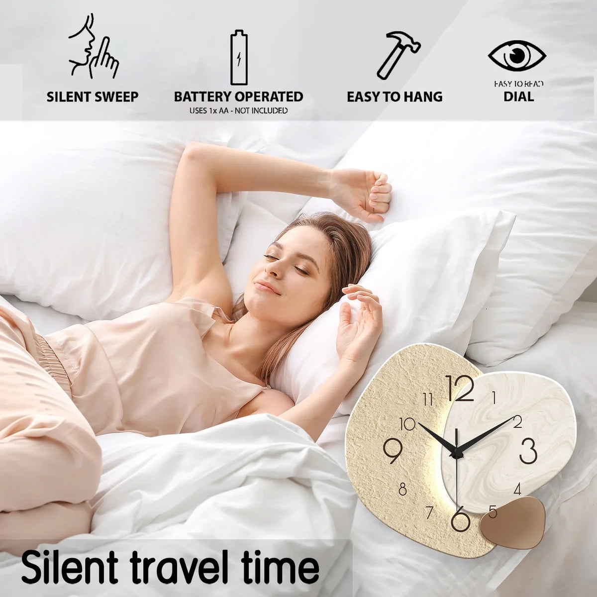 TempoStone | Modern Simple Wall Clock | Silent Quartz Design | Kitchen