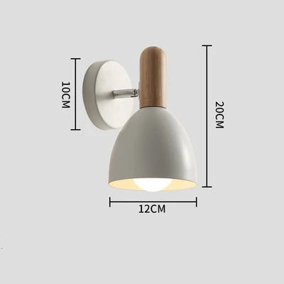 Nordic Wooden Wall Lamp | Adjustable Bedside Light | Wood Metal Bedroom