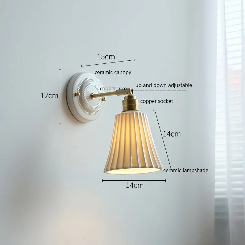 Nordic Cream Ceramic Wall Lamp | Vintage Elegance for Modern Homes | Wall Light Brass Bedroom