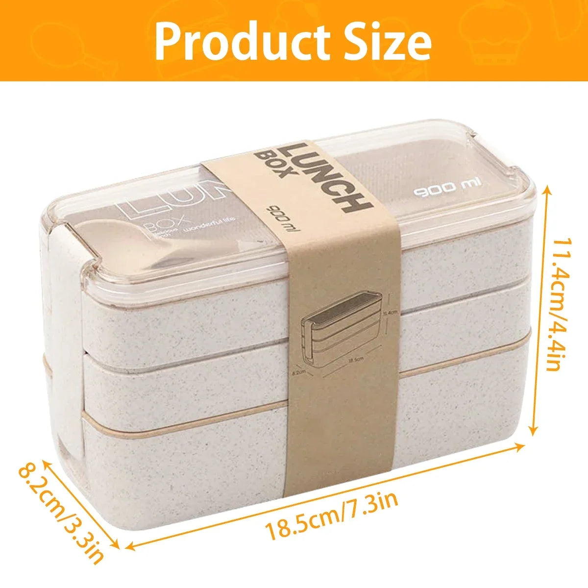 EcoStack | 3-Tier Bento Lunch Box | Wheat Straw 900 ml | Kitchen Essential Leak-Proof