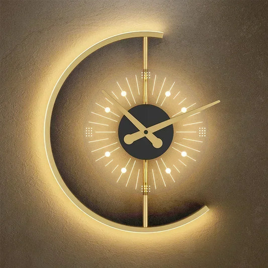 Lunaris Wall Lamp Clock | Post-Modern LED Sconce | Wall Light Silent Bedroom