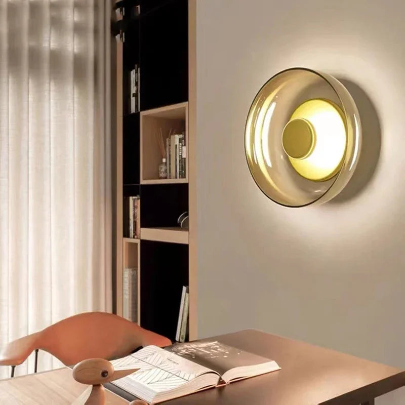 Nordic Glass LED Wall Sconce | Modern Round Decorative Wall Light | Metal Bedroom