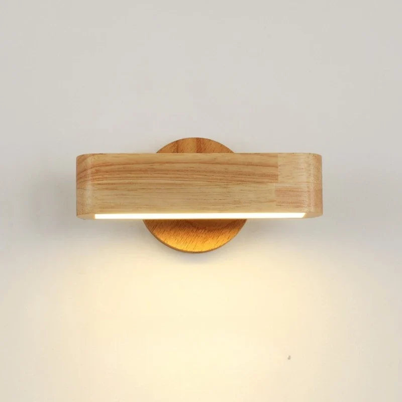 Rotating Wall Lamp | Japanese Solid Wood & Aluminium Design | Wall Light Adjustable Bedroom