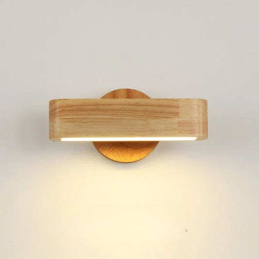 Rotating Wall Lamp | Japanese Solid Wood & Aluminium Design | Wall Light Adjustable Bedroom