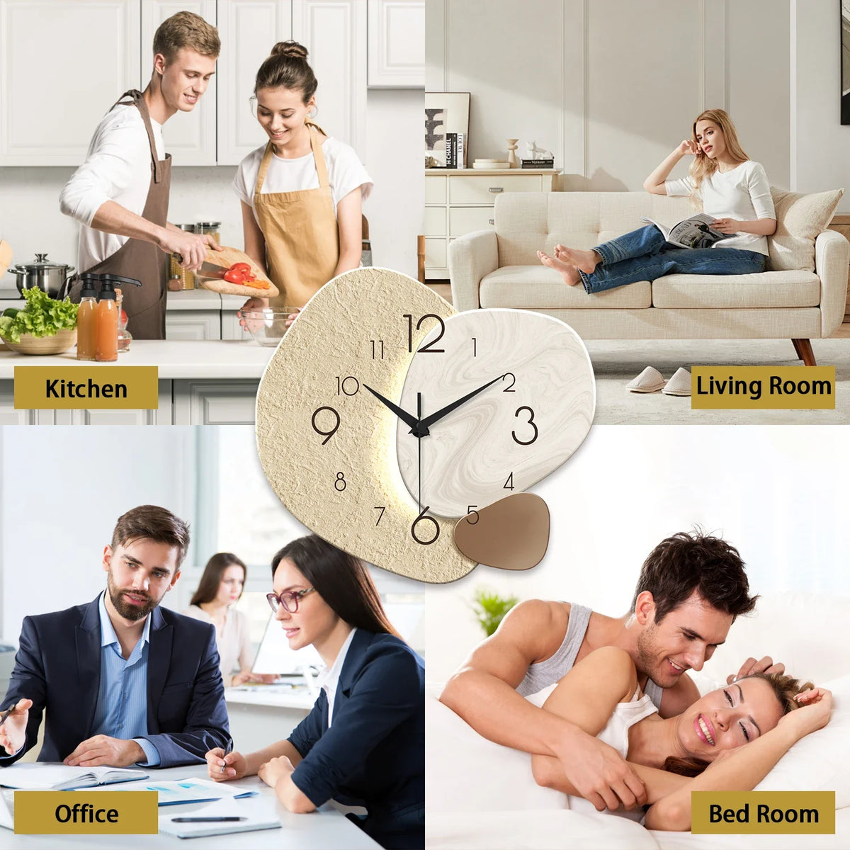 TempoStone | Modern Simple Wall Clock | Silent Quartz Design | Kitchen