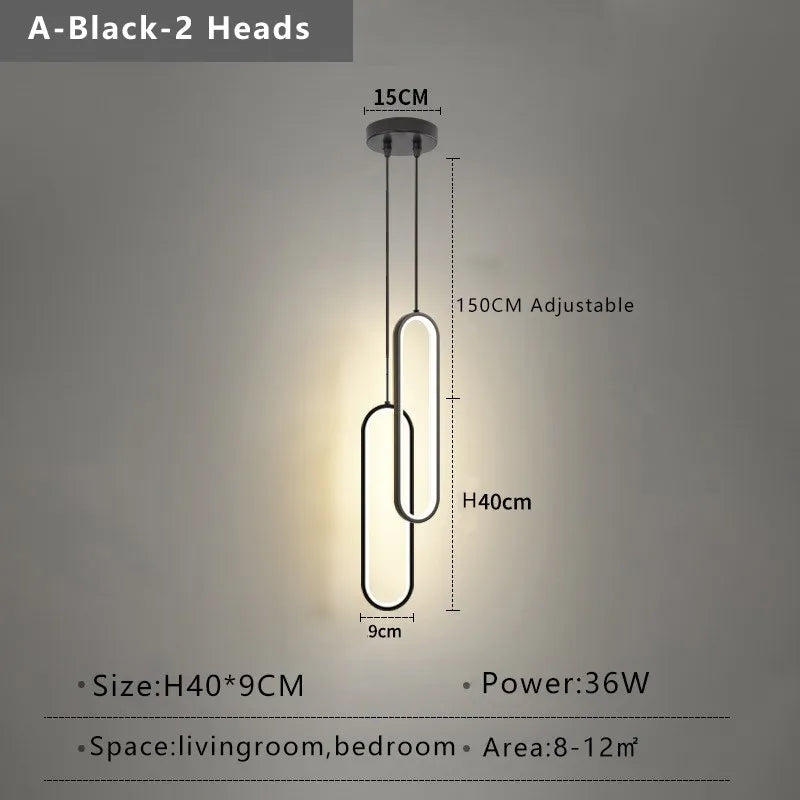 Modern Minimalist LED Pendant Light | Gold & Black Hanging Lamp for Bedroom, Dining & Living