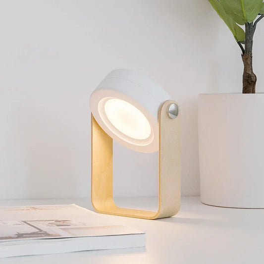 Creative Wooden Handle Portable Lantern | Folding Rechargeable Table Lamp | Wood Dimmable