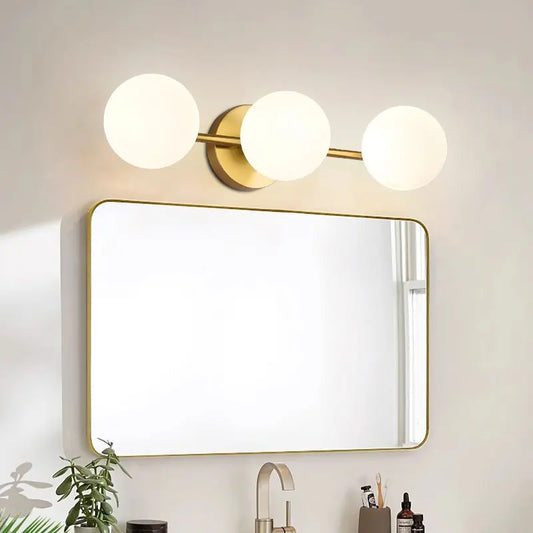Modern Nordic Glass Ball Wall Light | Triple Globe Design | Metal Bedroom