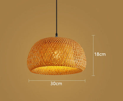 Natural Bamboo Pendant Lamp | Handwoven Rattan Light Fixture | Handcrafted Dining Room