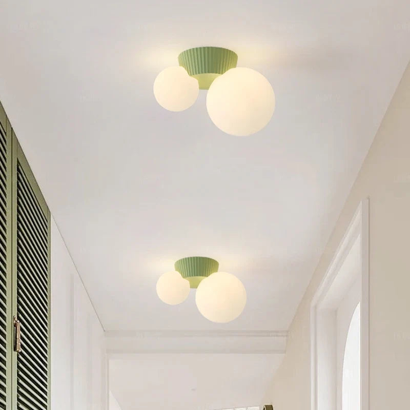 Luméa Ceiling Light | French Modern Double Globe Design | Glass French-modern Bedroom