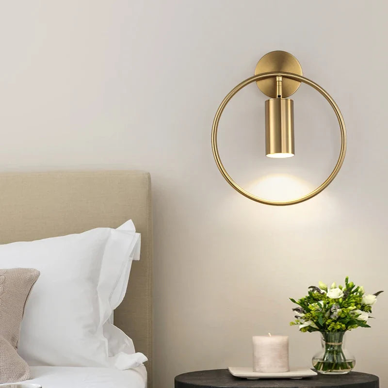 Halo Wall Light | Nordic Gold Minimalist Design | Iron Adjustable Bedroom
