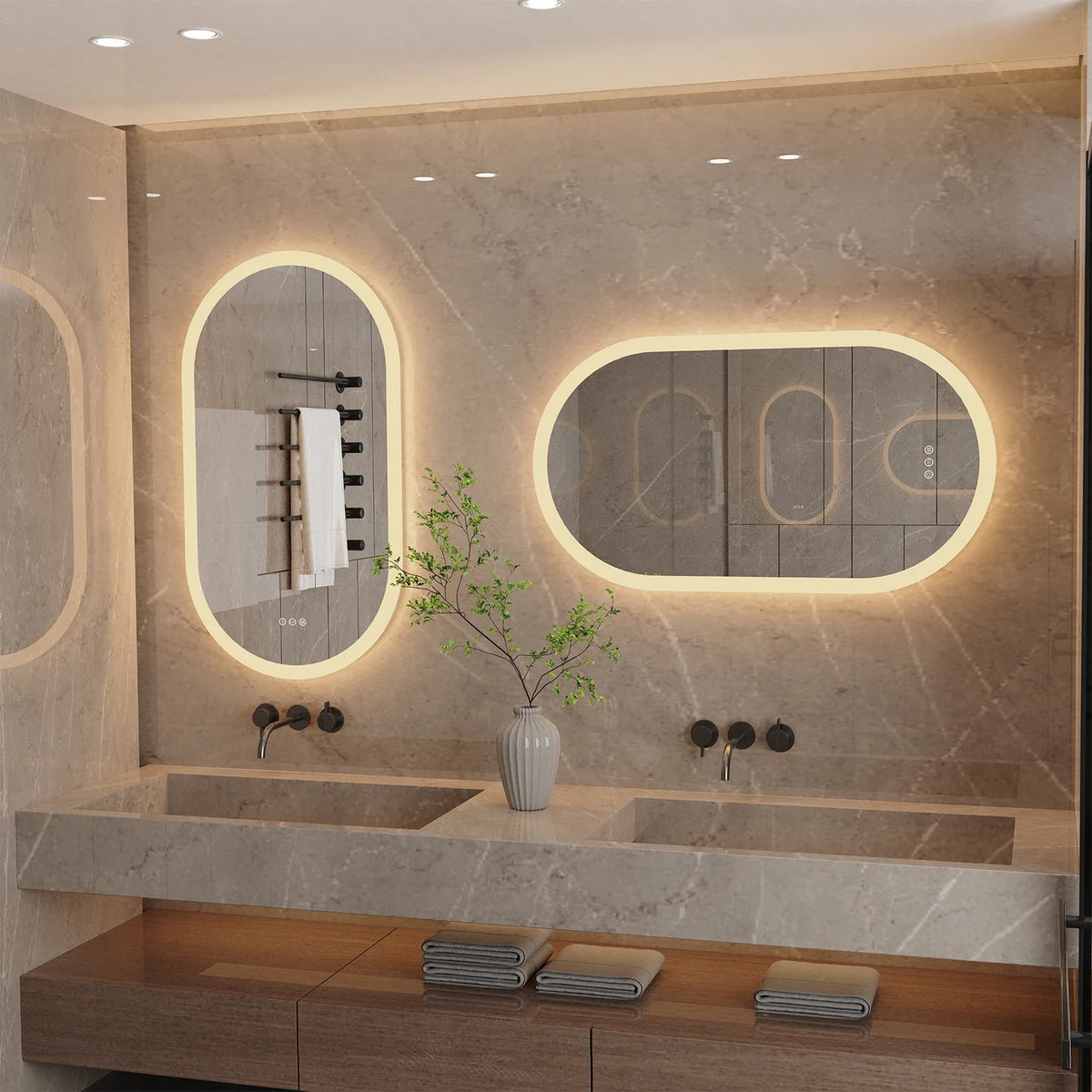 LumoOval | Oval LED Bathroom Mirror | Anti-Fog & Dimmable Backlit Design | Touch Control