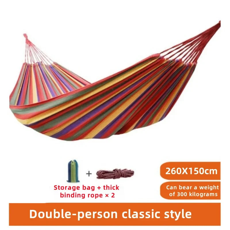 Canvas Hammock | Striped Double Swing Bed | Indoor & Outdoor Camping Hammock | Soft Furnishing