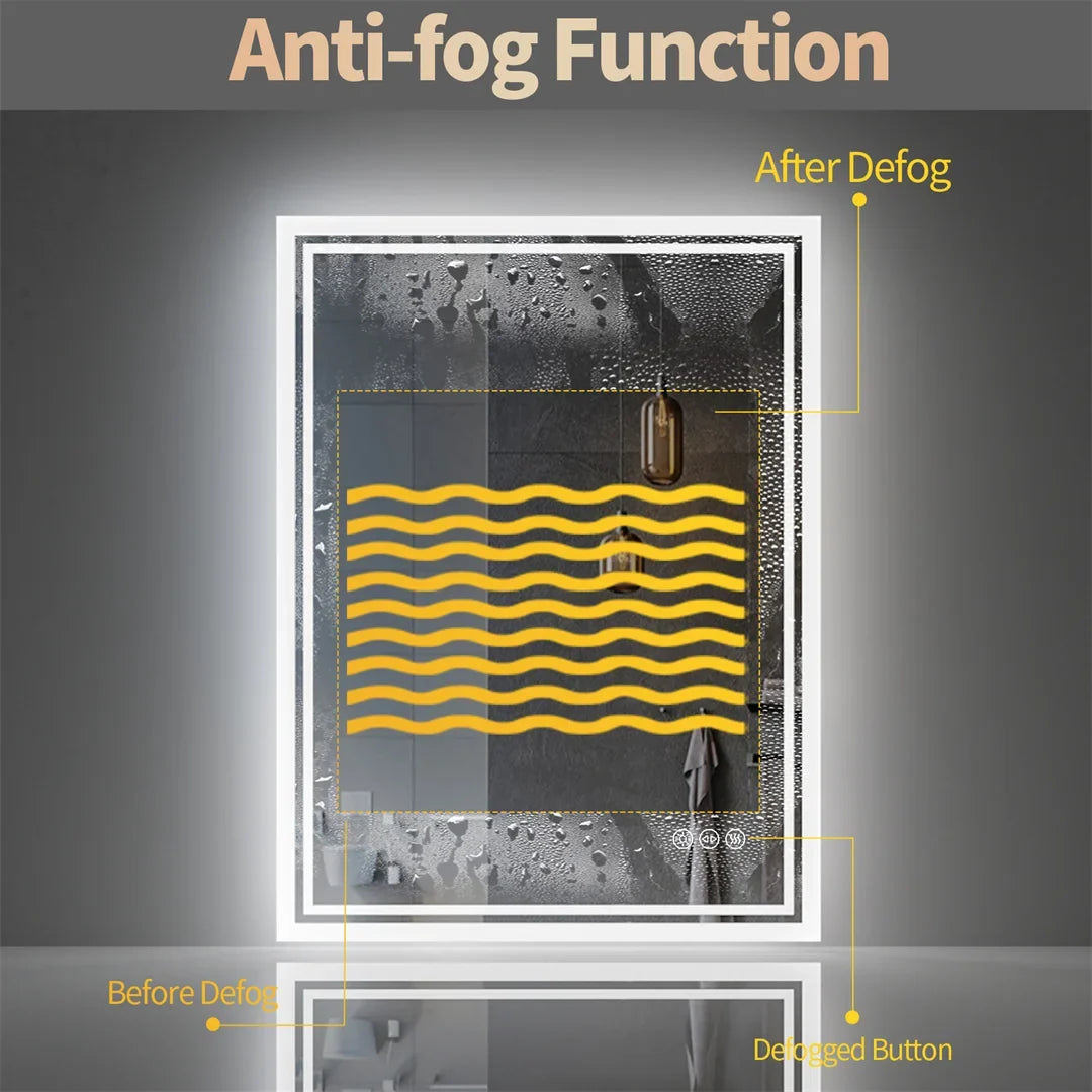 LuvoGlow | LED Bathroom Mirror | Frameless Dimmable with Anti-Fog | Anti-Fog