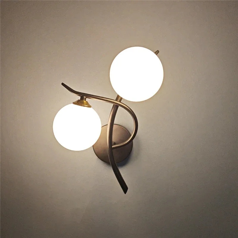 Lunara Wall Light | Nordic Dual Globe LED Design | Glass Iron Bedroom