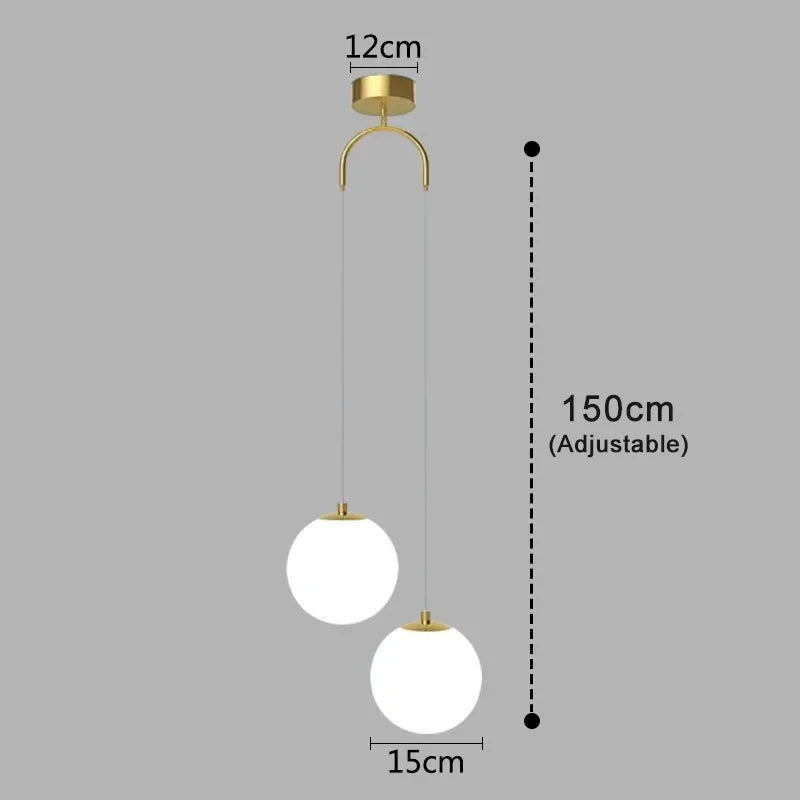 Luna Pendant Light | Nordic Modern Glass Globe Design | Metal Dining Room