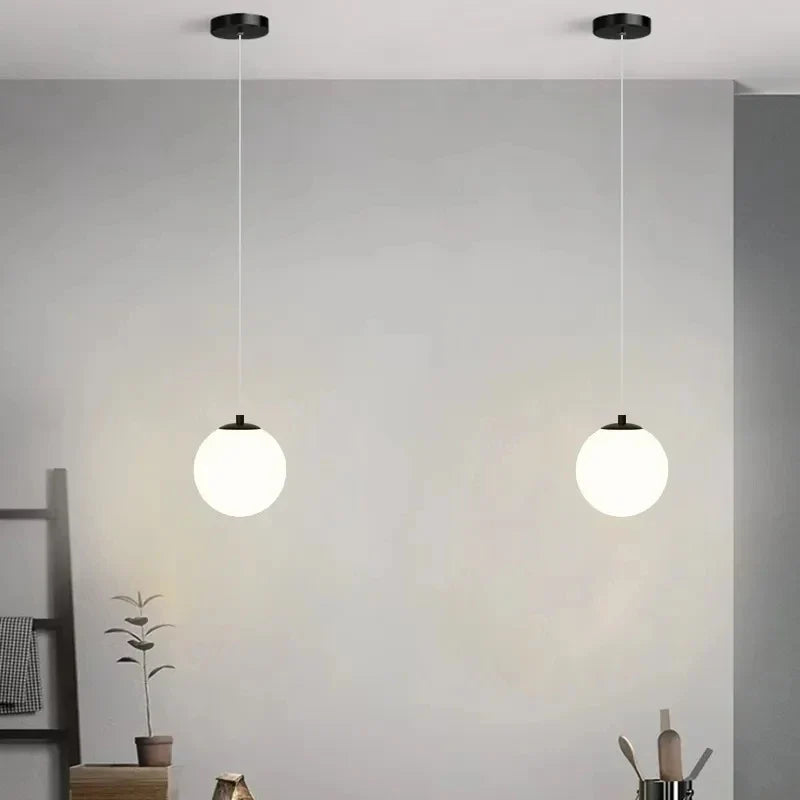 Luna Pendant Light | Nordic Modern Glass Globe Design | Metal Dining Room