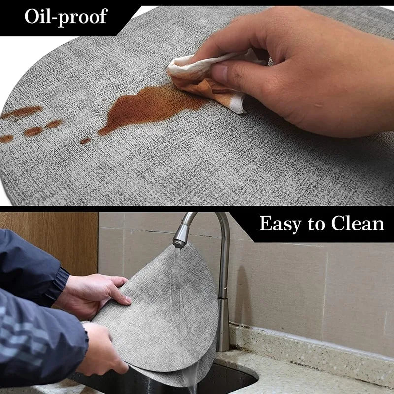 LinoMat | Oval Faux Leather Placemats | Heat Resistant & Non-Slip | Mat Woven Linen Non-Slip