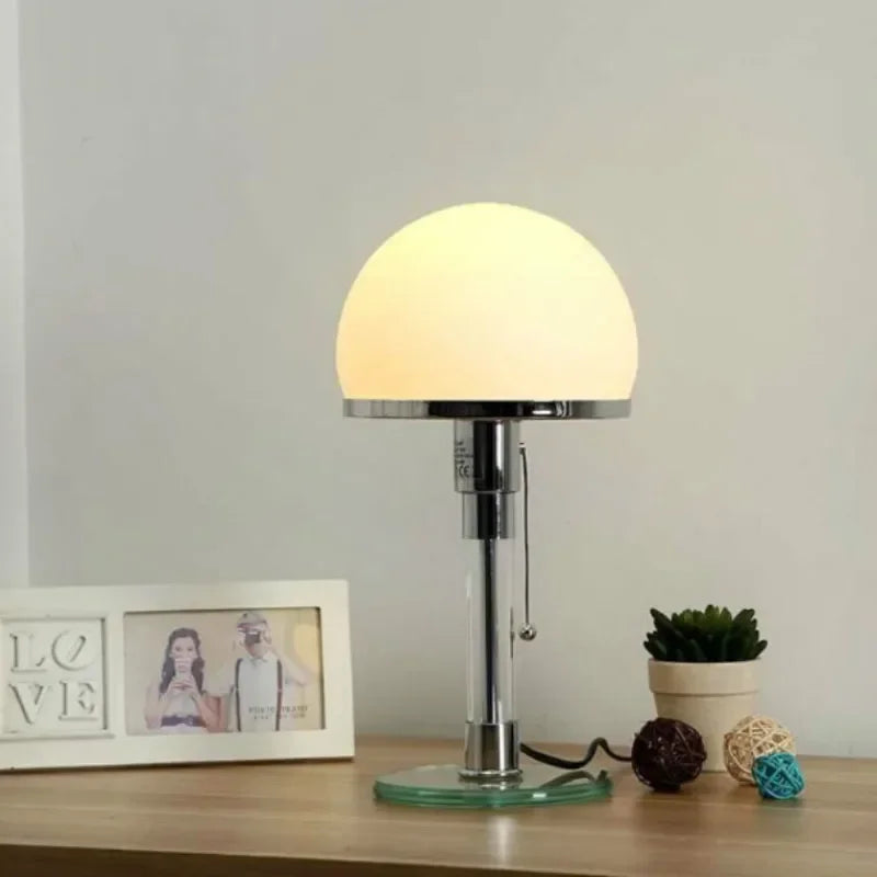 Wilhelm Bauhaus Table Lamp | Designer Nordic Glass Lamp | Polished Chrome Bedside