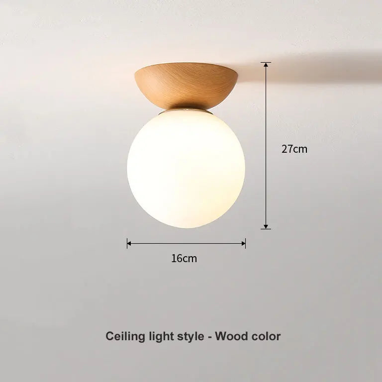 Modern Nordic Glass Ball Ceiling & Pendant Light | Wood Finish | Dining Room