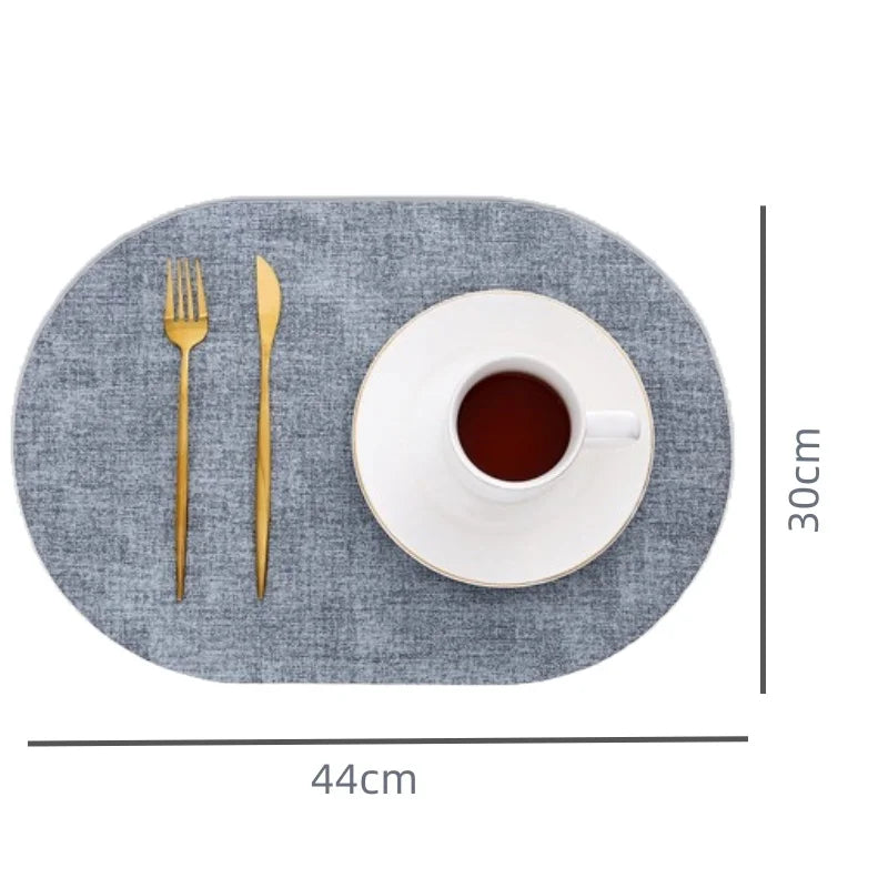 LinoMat | Oval Faux Leather Placemats | Heat Resistant & Non-Slip | Mat Woven Linen Non-Slip