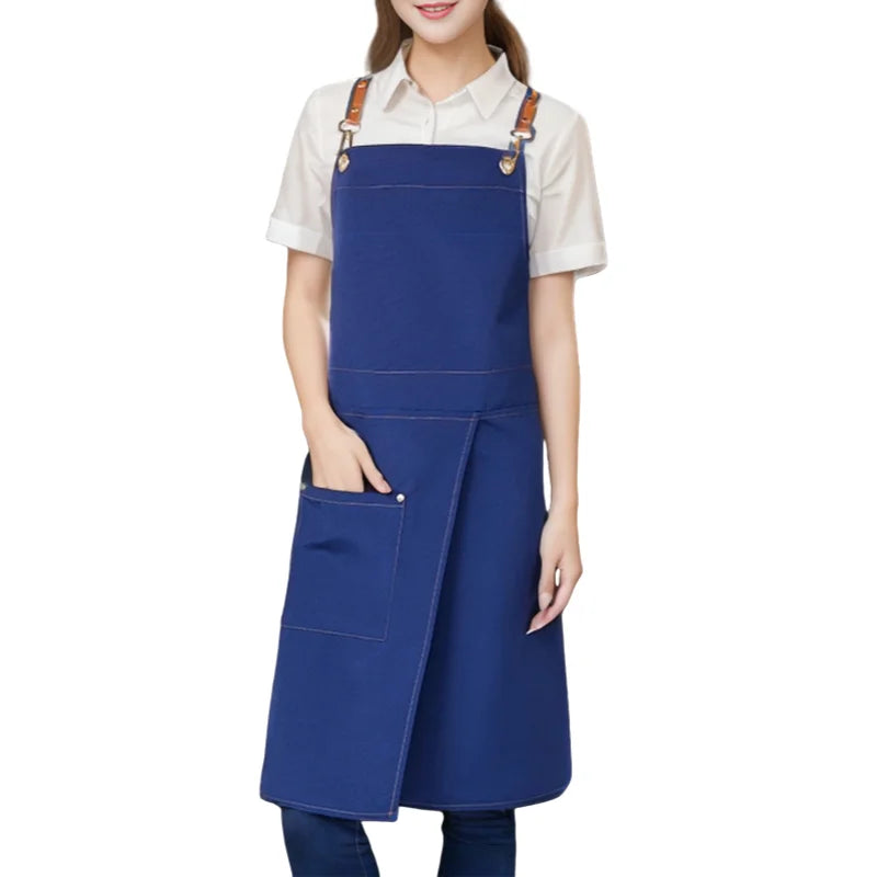 WorkEase | Waterproof Canvas Apron | Split Skirt Design with Pockets | Kitchen Essential