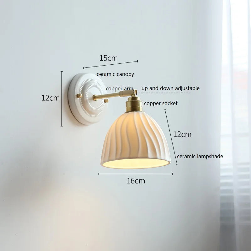 Nordic Cream Ceramic Wall Lamp | Vintage Elegance for Modern Homes | Wall Light Brass Bedroom