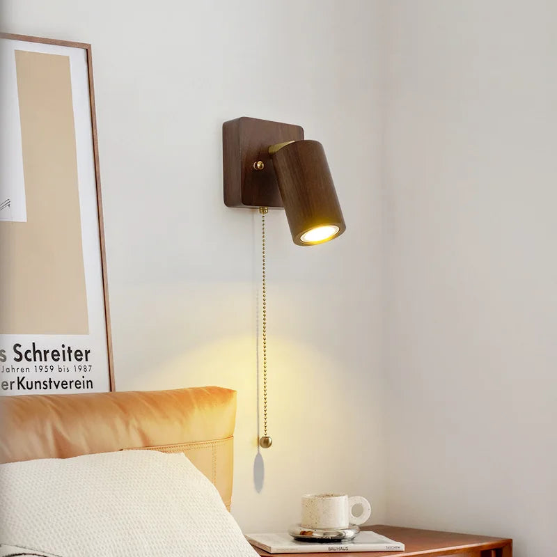 Arlo Wall Lamp | Retro Walnut LED Spotlight | Wall Light Wood Adjustable Vintage-inspired