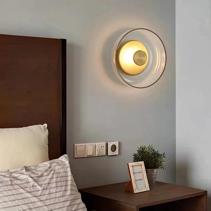 Nordic Glass LED Wall Sconce | Modern Round Decorative Wall Light | Metal Bedroom
