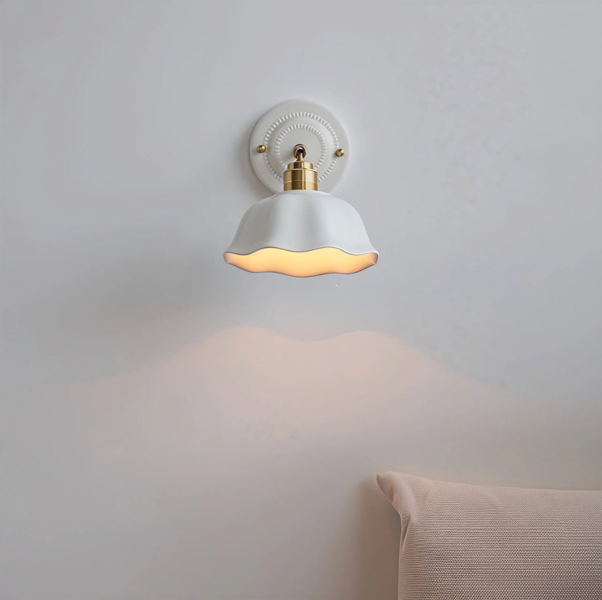 Nordic Cream Ceramic Wall Lamp | Vintage Elegance for Modern Homes | Wall Light Brass Bedroom