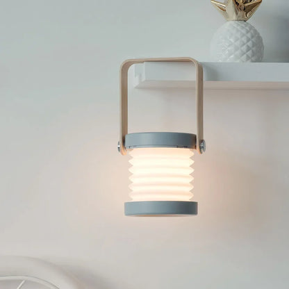 Creative Wooden Handle Portable Lantern | Folding Rechargeable Table Lamp | Wood Dimmable