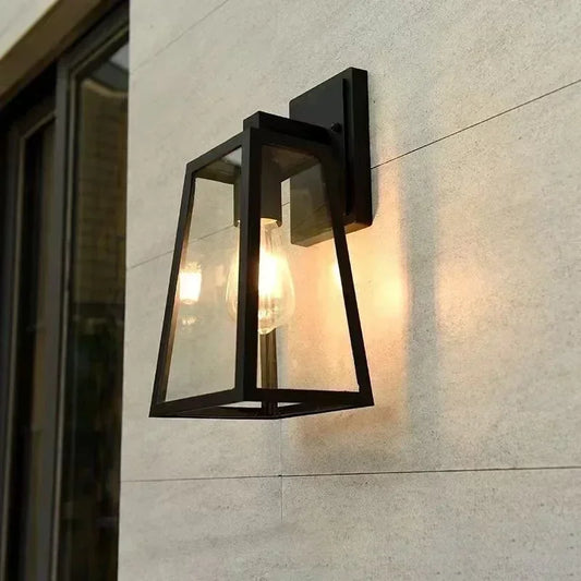 Verona Outdoor Wall Lamp | European Modern Lantern Light | Glass Metal Waterproof Garden