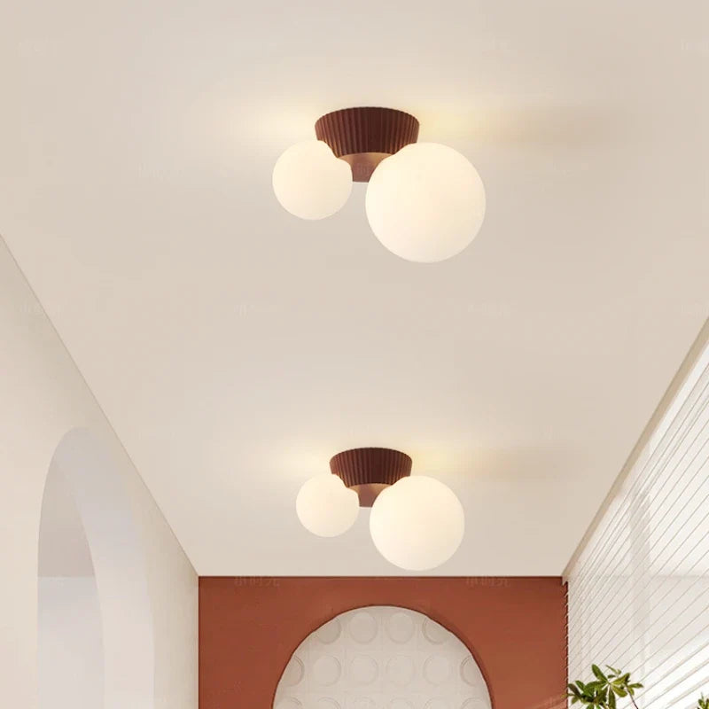 Luméa Ceiling Light | French Modern Double Globe Design | Glass French-modern Bedroom