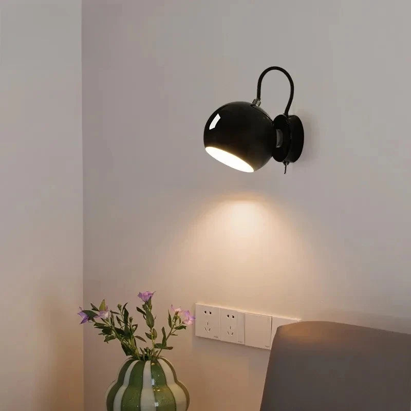 Nordic Cream Wall Lamp | Adjustable Dome Light | Iron Bedroom