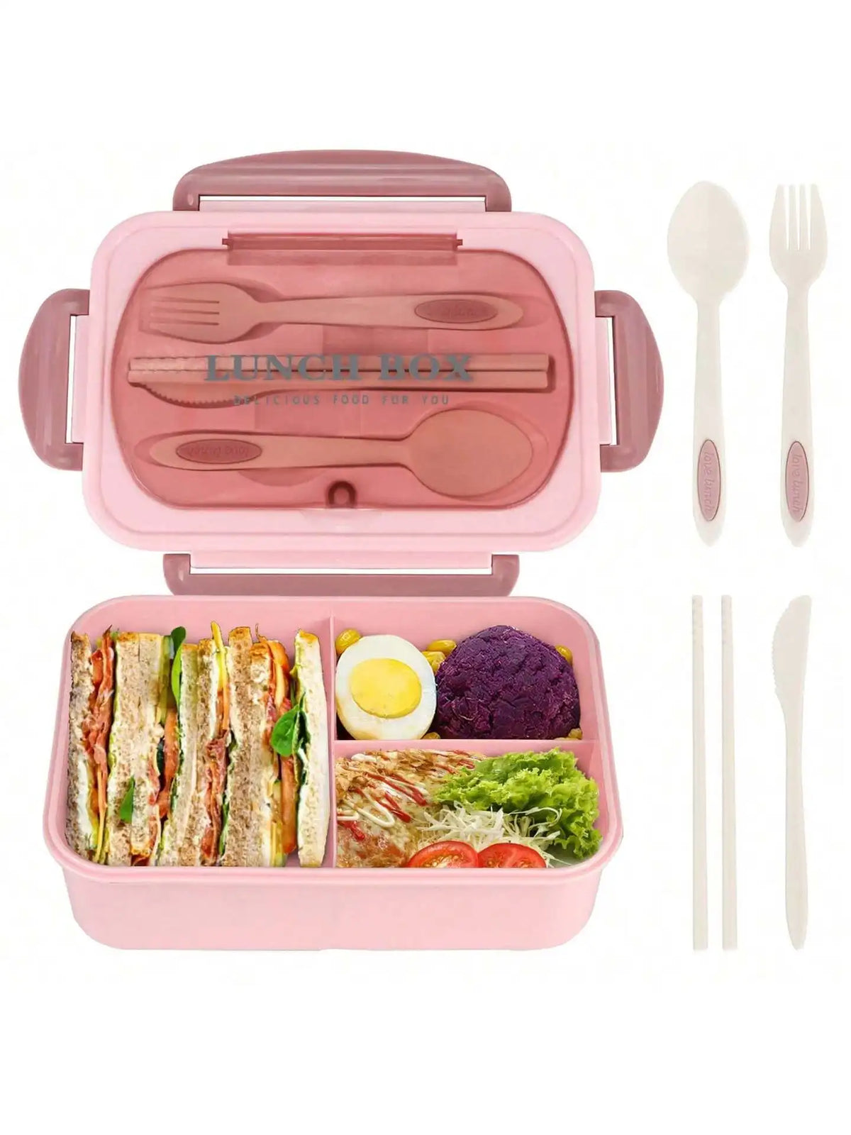 MealMate | Bento Lunch Box with Utensils | 4 Compartments & Leak-Proof Design | Leak-Proof
