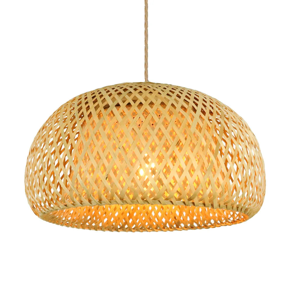 Natural Bamboo Pendant Lamp | Handwoven Rattan Light Fixture | Handcrafted Dining Room