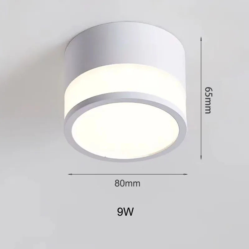 Nordic Surface Mounted LED Downlight | 9W / 15W Ceiling Light | Clear Acrylic Aluminium Bedroom