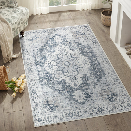 Heritage Medallion Rug | Foldable Non-Slip Oriental Style Carpet | Mat Adjustable Non-Slip