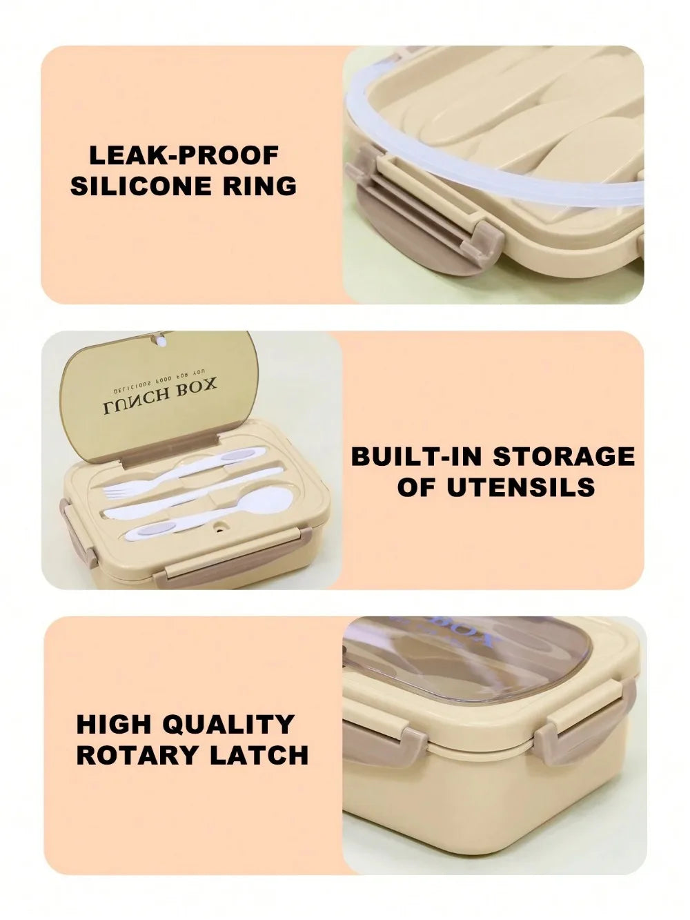 MealMate | Bento Lunch Box with Utensils | 4 Compartments & Leak-Proof Design | Leak-Proof