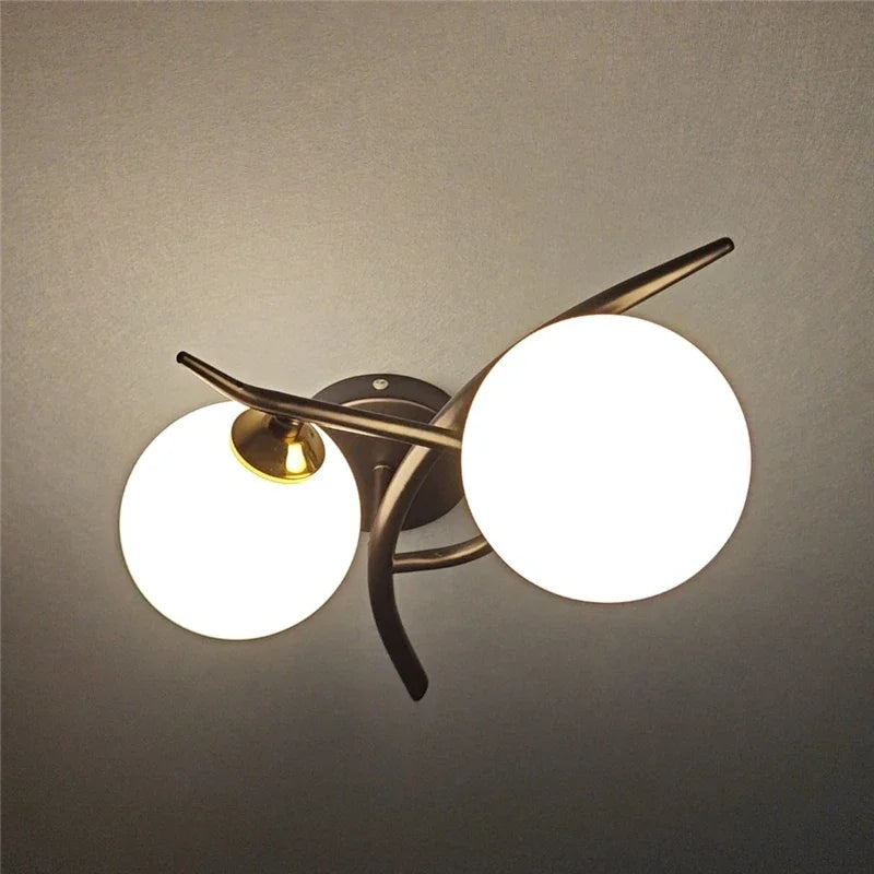 Lunara Wall Light | Nordic Dual Globe LED Design | Glass Iron Bedroom