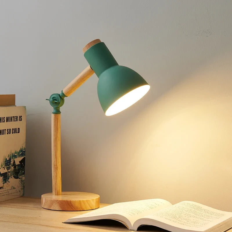 Nordic Wooden Desk Lamp | Adjustable Modern Table Light | Wood Bedside