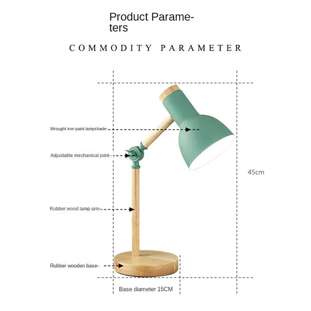 Nordic Wooden Desk Lamp | Adjustable Modern Table Light | Wood Bedside