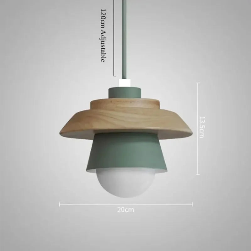 Nordic Wood Pendant Light | Colourful Macaron Design | Dining Room