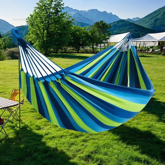 Canvas Hammock | Striped Double Swing Bed | Indoor & Outdoor Camping Hammock | Soft Furnishing
