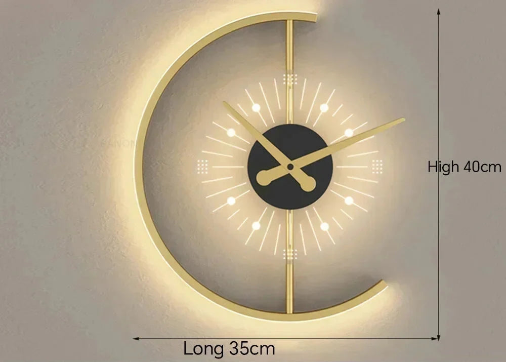Lunaris Wall Lamp Clock | Post-Modern LED Sconce | Wall Light Silent Bedroom