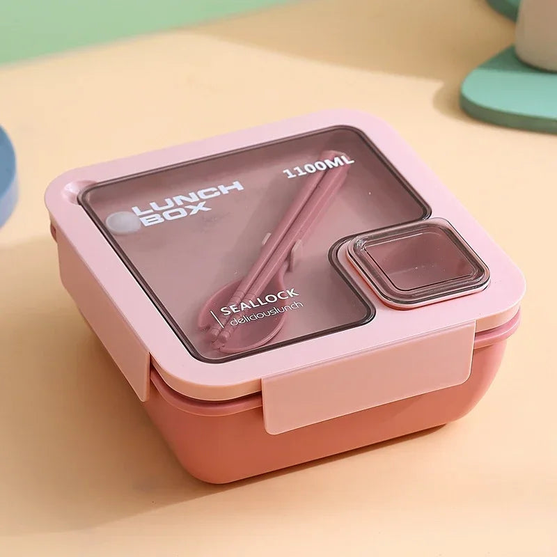BentoGo Lunch Box | Portable Leak-Proof Bento with Cutlery | Microwave & Dishwasher Safe
