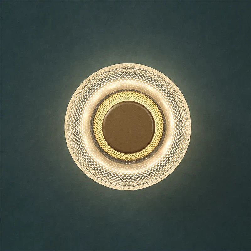 Modern Coloured Glass Wall Lamp | Textured LED Disc Light | Bedroom