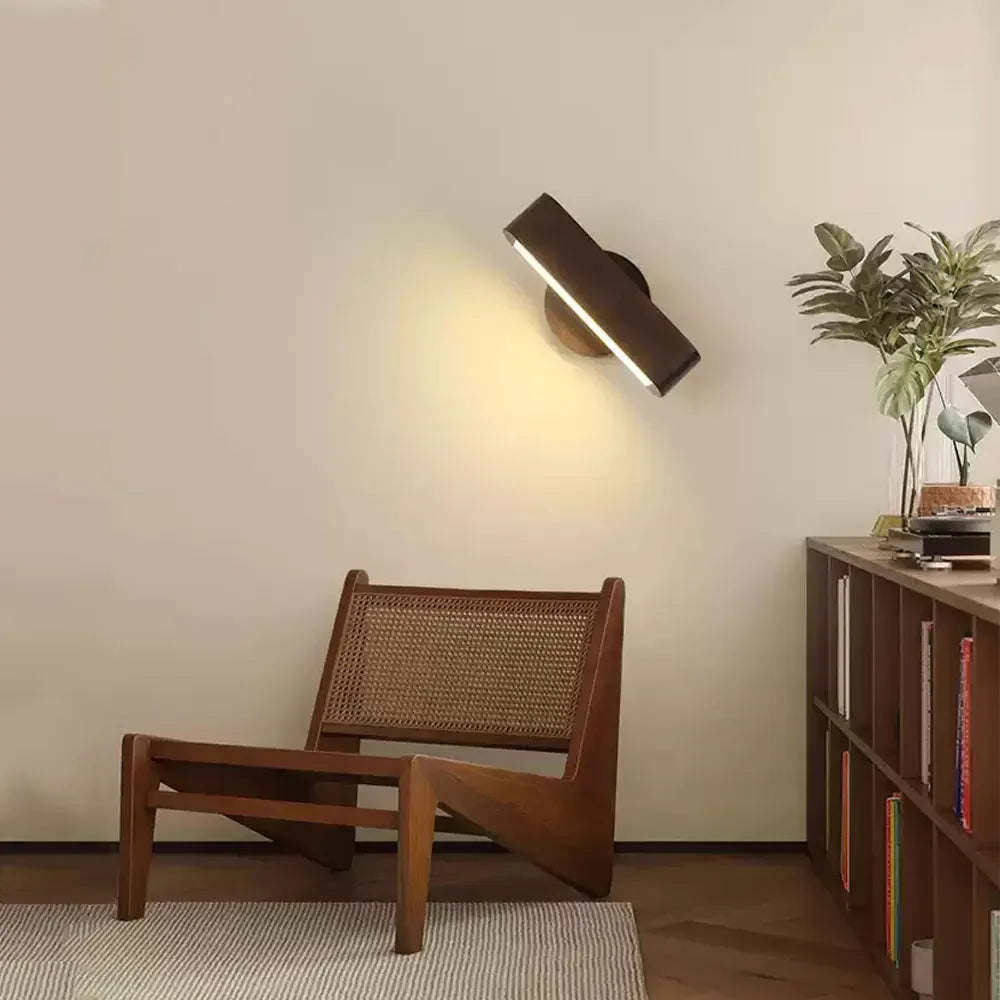 Rotating Wall Lamp | Japanese Solid Wood & Aluminium Design | Wall Light Adjustable Bedroom