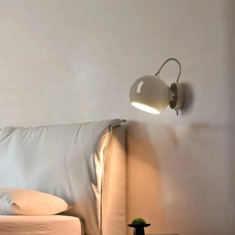 Nordic Cream Wall Lamp | Adjustable Dome Light | Iron Bedroom
