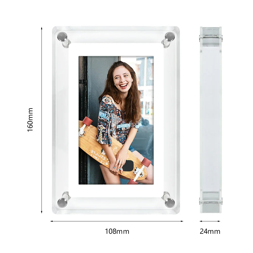 ClearFrame | Acrylic Digital Photo Frame | Portable IPS Display with Built-in Battery | Shelf